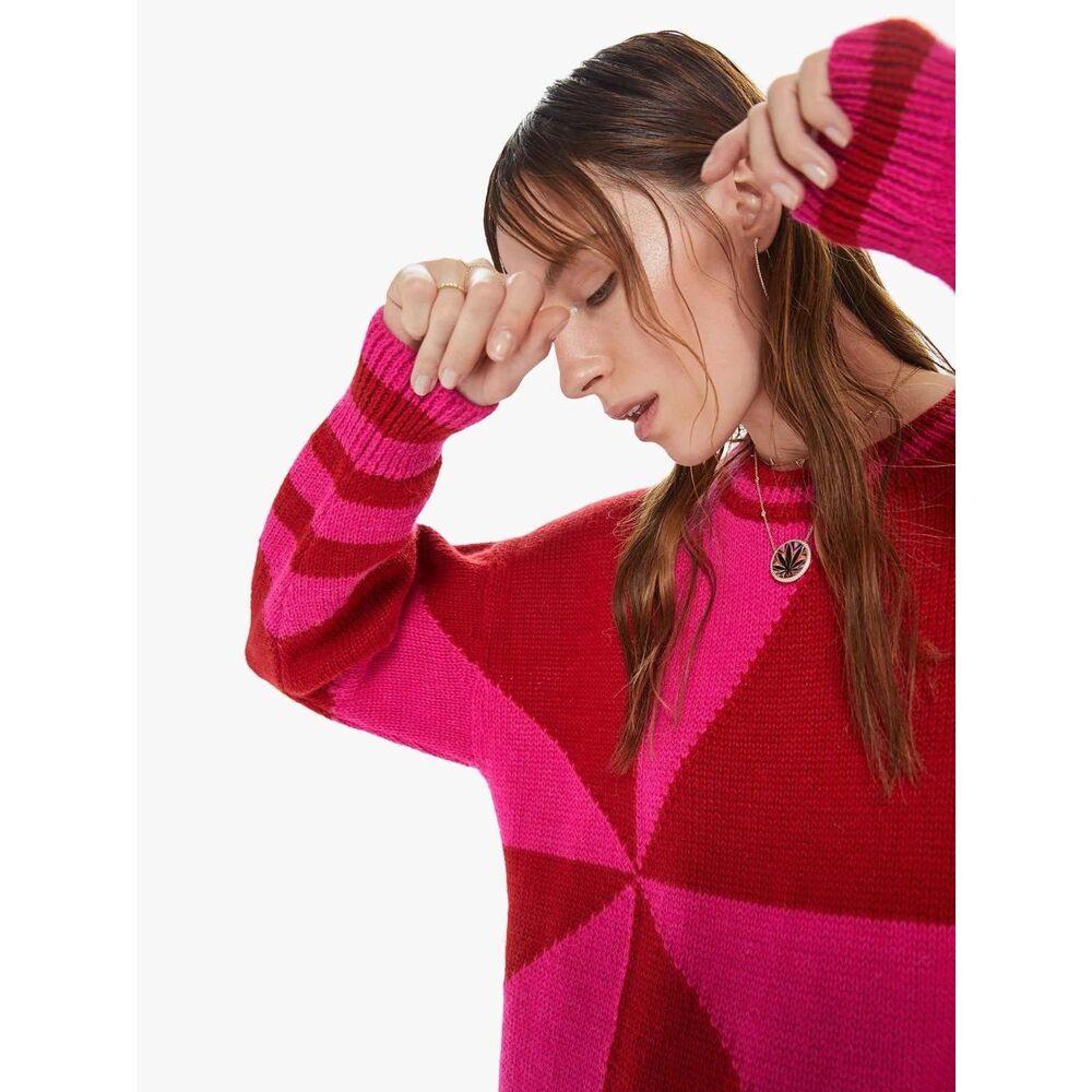 MOTHER Vibrant Red and Pink Crew Neck Sweater - Picture 8 of 13